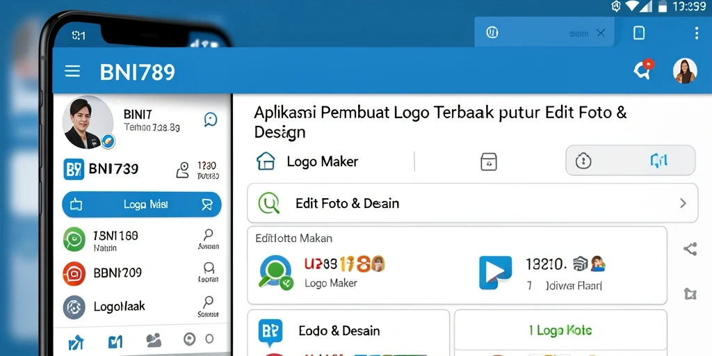 Antarmuka BNI789 dengan fitur Logo Maker yang intuitif dan komprehensif.