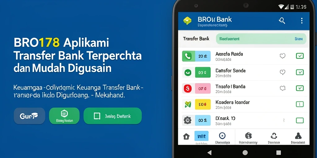 Antarmuka aplikasi Transfer Bank BRO178 yang user-friendly dan aman.