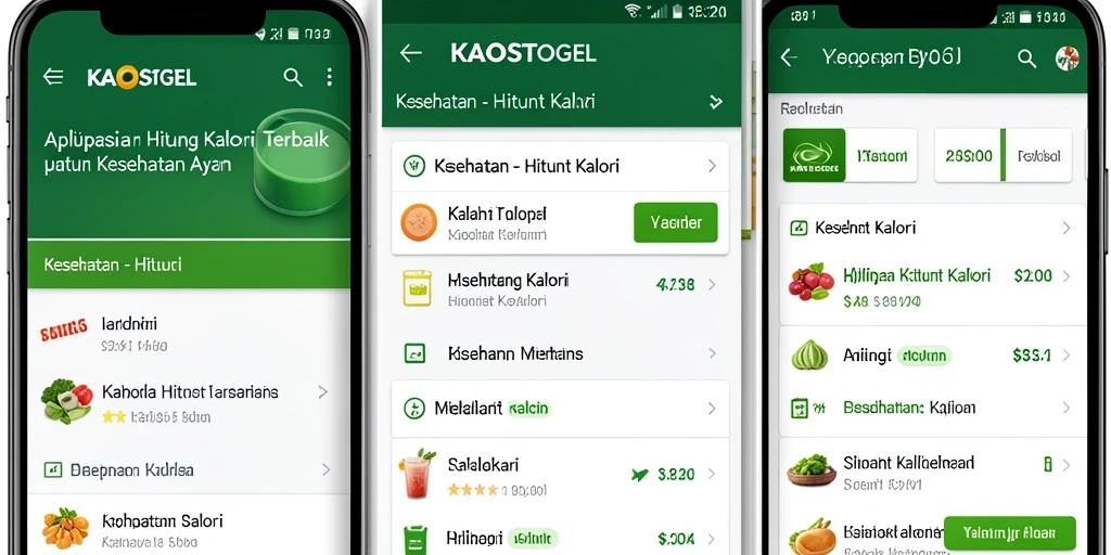 Tampilan antarmuka KAOSTOGEL yang user-friendly untuk Hitung Kalori.
