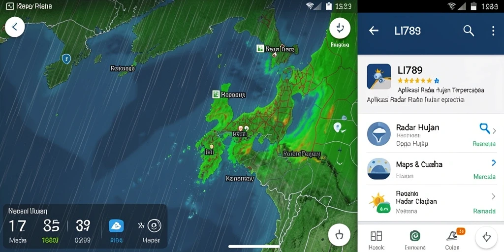 Tampilan antarmuka aplikasi LI789 yang menunjukkan fitur Radar Hujan.