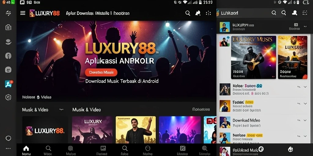 Antarmuka LUXURY88 yang memudahkan pengunduhan musik.