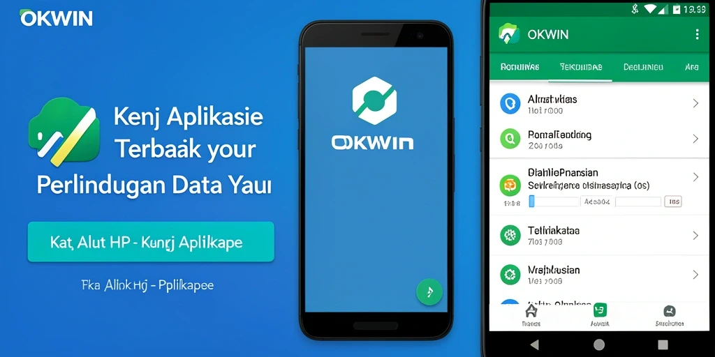 Antarmuka aplikasi OKWIN yang menunjukkan fitur kunci aplikasi.