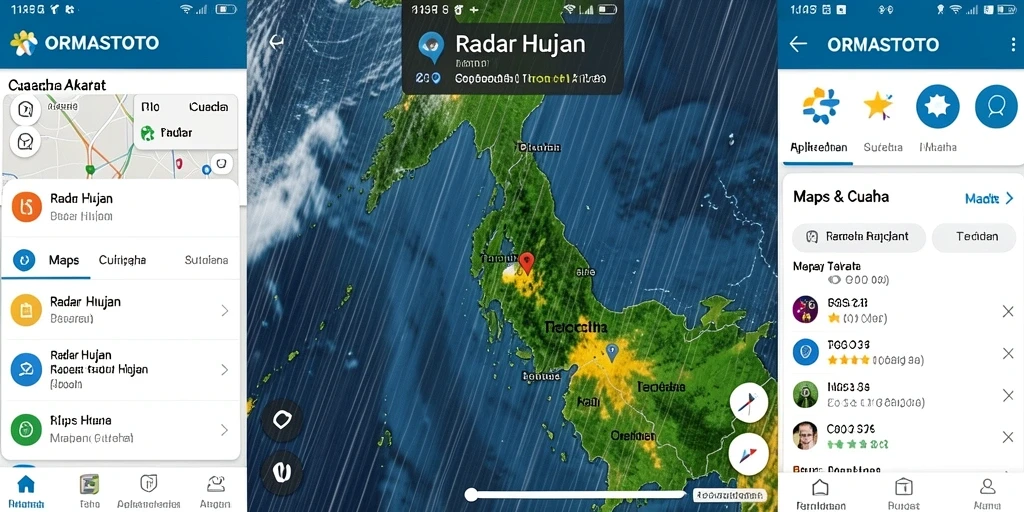 Antarmuka aplikasi ORMASTOTO yang menampilkan Radar Hujan secara jelas.