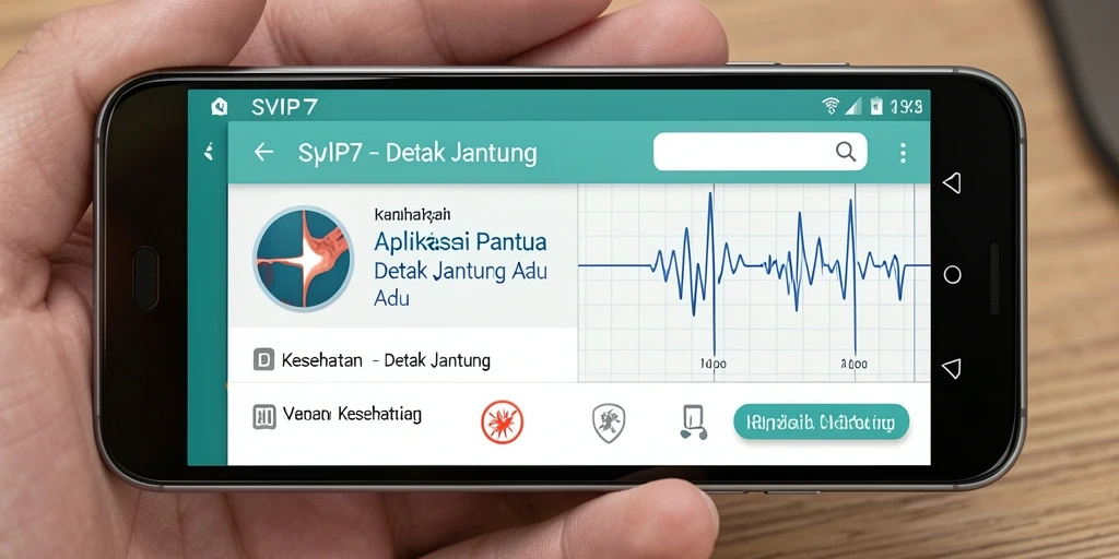 Antarmuka aplikasi SVIP7 untuk pemantauan detak jantung.